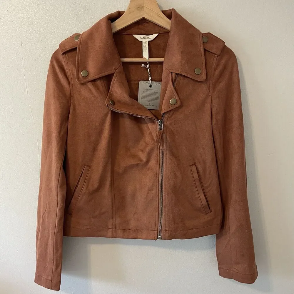 NWT Matilda Jane Girl's Faux Suede Moto Jacket Size 16 Tween